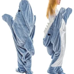 Haj-tæppe pyjamas Haj-tæppe hættetrøje Voksen Haj Bærbar Grå XL (180*90cm) Grå Grå XL (180*90cm)