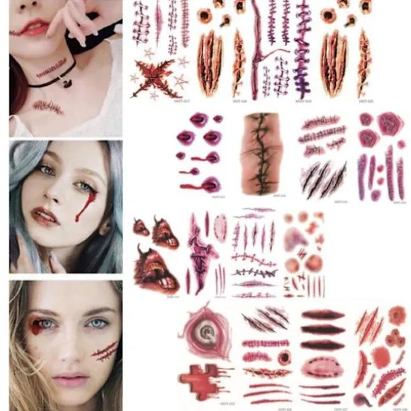 Halloween - Sår tatovering / tatovering klistermærker NHT - 016
