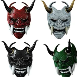 Halloween Akabane Mask Hovedbeklædning Samurai Noh Kabuki Prajna Devil Cosplay Mask Green