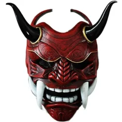Halloween Akabane Mask Hovedbeklædning Samurai Noh Kabuki Prajna Devil Cosplay Mask Green