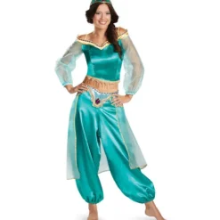 Halloween Aladdin Jasmine Prinsesse Fancy Kjole Karneval Cosplay Kostume S til Kvinder Blue Green M