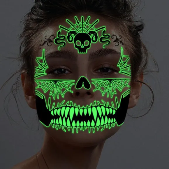 Halloween Ansigtsklistermærker Midlertidige Glow Ansigtsklistermærker Vand Transf
