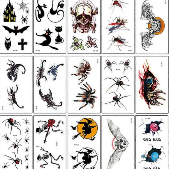 Halloween ar tatoveringsklistermærker Cosplay midlertidig tatovering vandtæt sår tatoveringsklistermærker til ansigt, arme, ben