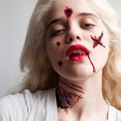 Halloween ar tatoveringsklistermærker Cosplay midlertidig tatovering vandtæt sår tatoveringsklistermærker til ansigt, arme, ben