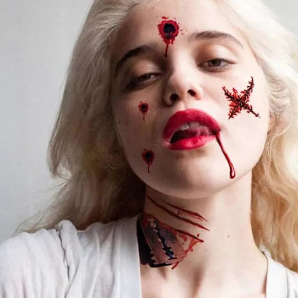 Halloween ar tatoveringsklistermærker Cosplay midlertidig tatovering vandtæt sår tatoveringsklistermærker til ansigt, arme, ben