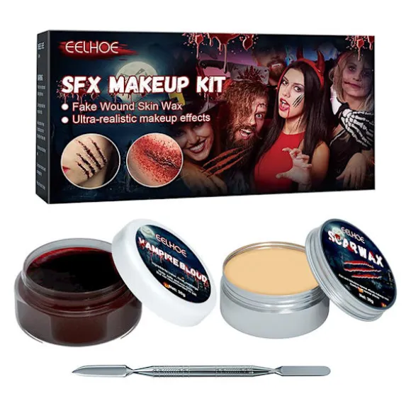 Halloween ar voks falsk blod gel makeup sæt specialeffekter ar spatel