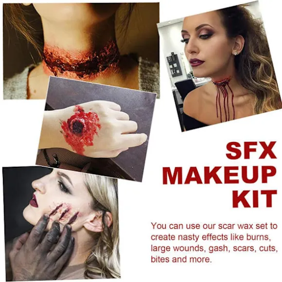 Halloween ar voks falsk blod gel makeup sæt specialeffekter ar spatel