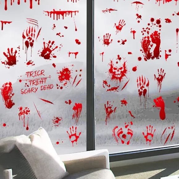 Halloween Blod Hånd Aftryk Fjernelse PVC Vægklistermærke Ny Stue Dekoration Klistermærke
