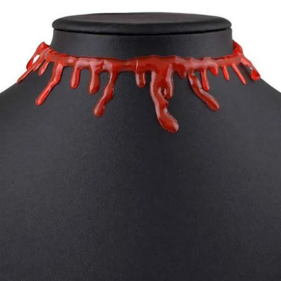 Halloween bloddroppande halsband blodvampyr vampyrhalsband Red one size