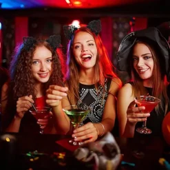 Halloween Blonde Katteøre Hårbånd, Damestil - Sort Katteøre Hårbånd, velegnet til kostumefester...