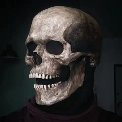 Halloween Cosplay Bevægelig Kæbe Fuld Hoved Skalle Maske Skræmmende Skelet mørk farve light color