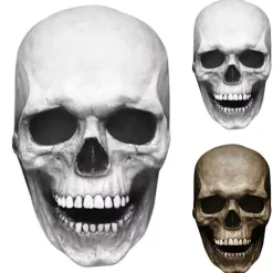 Halloween Cosplay Bevægelig Kæbe Fuld Hoved Skalle Maske Skræmmende Skelet mørk farve light color