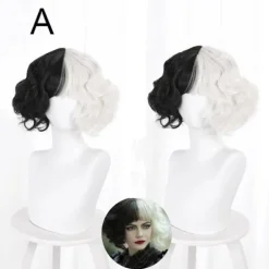 Halloween Cosplay Cruella De Vil Kuila Halv Sort Halv Et Hundrede Små Korte Krøllede Cos Parykhætter til Fremstilling af Parykker Danganronpa C,CJY C en-US | Fyndiq