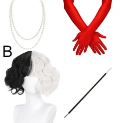 Halloween Cosplay Cruella De Vil Kuila Halv Sort Halv Et Hundrede Små Korte Krøllede Cos Parykhætter til Fremstilling af Parykker Danganronpa B,CJY B en-US | Fyndiq