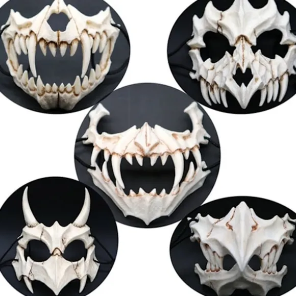 Halloween Cosplay Harpiksmaske Den Japanske Drage Gud Maske Dyrtema Fest Dyreskelet Halvmaske