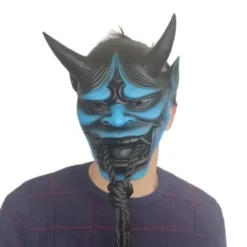 Halloween cosplay maske anime spøgelse dæmon maske skræk hætte Halloween cosplay rekvisit Blå