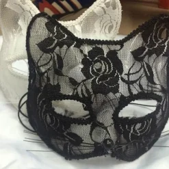 Halloween Cosplay Rævemaske Blonder Sexet Øjenmaske Animal Mask Half White