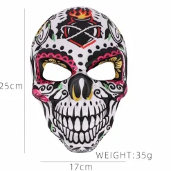 Halloween Día de Muertos Sukkerkranie Kostume Maske Día de Muertos Udklædning (flamme)