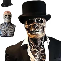 Halloween Dødningehovedmaske, Dødningehovedmaske med Bevægelig Kæbe, Naturlig Latex Helansigts Dødningehovedmaske, Voksen Dødningehovedmaske, til Cosplay Fest Maske-FA- | Fyndiq