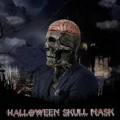 Halloween Dødningehovedmaske, Dødningehovedmaske med Bevægelig Kæbe, Naturlig Latex Helansigts Dødningehovedmaske, Voksen Dødningehovedmaske, til Cosplay Fest Maske-FA- | Fyndiq