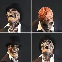 Halloween Dødningehovedmaske, Dødningehovedmaske med Bevægelig Kæbe, Naturlig Latex Helansigts Dødningehovedmaske, Voksen Dødningehovedmaske, til Cosplay Fest Maske-FA- | Fyndiq