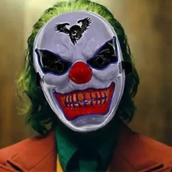 Halloween Dekoration LED Klovnemaske, Skræmmende Lysende Joker Maske, Halloween Dekoration Julekarneval Kostume Cosplay Fest Maske
