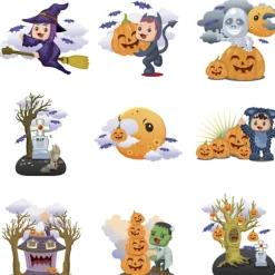 Halloween Dekoration, Vinduesdekorationer, Halloween-tema Designs Tilføjer En Uhyggelig Atmosfære Til Dit Hjem, Langvarig Vedhæftning Til Glatte Overflader, Halloween | Fyndiq