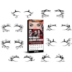 Halloween Eyeliner Stickers - Uhyggelige Flagermus- & Edderkoppemotiver, Nemme at Påføre, Langtidsholdbart Makeup Kit
