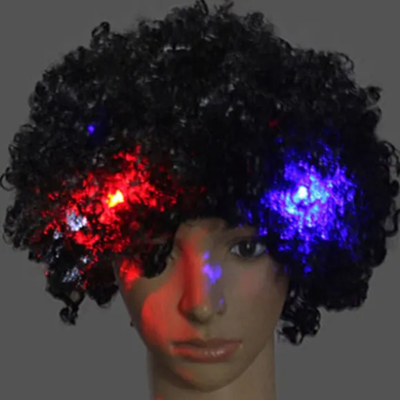 Halloween Farverige LED Lysende Afro Krøllet Klovn Paryk Cosplay Blinkende Glød Eksplosion Bølget Hår Sjov Cirkus Karneval Par