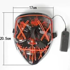 Halloween Fest LED Glødende Neon Maske Uhyggelig Cosplay Sting Horror Maske Lys Op Masquerade (FMY) Red