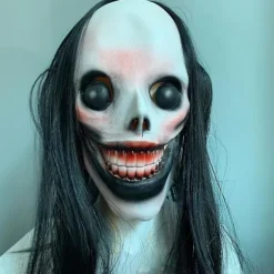 Halloween Fest Rekvisitter Skræmmende Maske, Horror Latex Masker, uhyggelig Maske Med Sort Langt Hår, kvindelig Spøgelsesmaske Hjelm