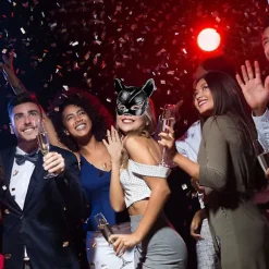 Halloween Festkjole Dress Up Sort Halv Ansigt Sexet Catwoman Hovedbeklædning