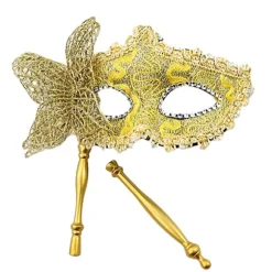 Halloween Festmaske Med Holderpind Aftenbal Maskerade Blue