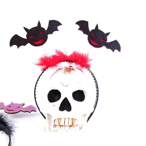 Halloween Flagermus Hårbøjle De Dødes Dag Pailletter Hårbånd Cosplay Kostume Hovedbeklædning til Voksne Børn Scene S Hovedbeklædning Lilla