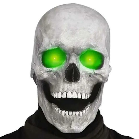 Halloween Fuld Hoved Dødningehoved Maske Hjelm Kæbe Bevægelig Skelet Cosplay Horror Skræmmende (FMY) Light color
