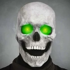 Halloween Fuld Hoved Dødningehoved Maske Hjelm Kæbe Bevægelig Skelet Cosplay Horror Skræmmende (FMY) Light color