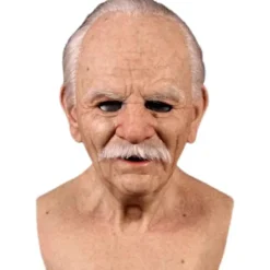 Halloween Gammel Mand Hovedbeklædning, Realistisk Silikone Maskerade Helhoved Finurlig Rekvisit White Beard With Hair