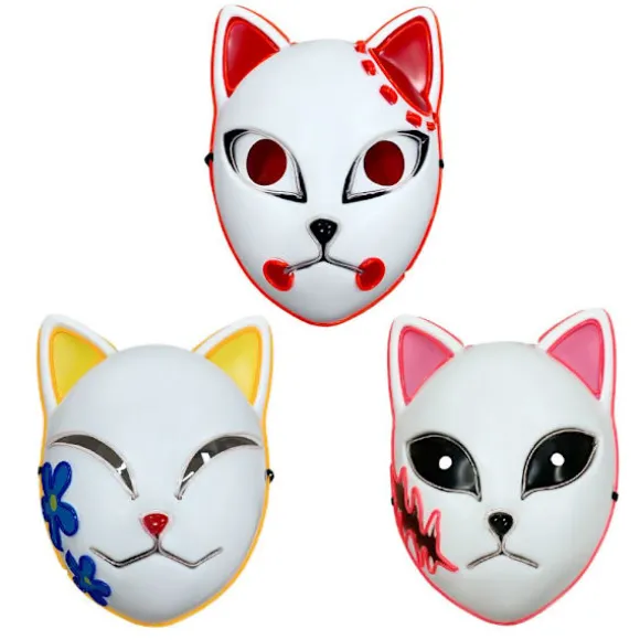 Halloween Glødende Katte Maske LED Lady Demon Slayer