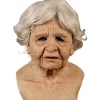Halloween Gummimaske, Den ældre Gubbemaske Hovedbeklædning Realistisk Silikonemaskerade Helhoved Finurlig rekvisit Gammel Kvinde