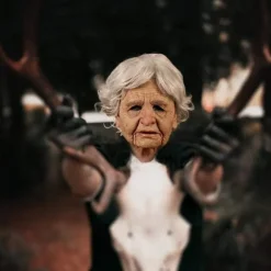 Halloween Gummimaske, Den ældre Gubbemaske Hovedbeklædning Realistisk Silikonemaskerade Helhoved Finurlig rekvisit Gammel Kvinde