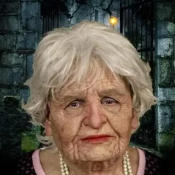 Halloween Gummimaske, Ældre Mand Hovedbeklædning Realistisk Silikonemaskerade Helhoved Besværlig Rekvisit Gammel Kvinde