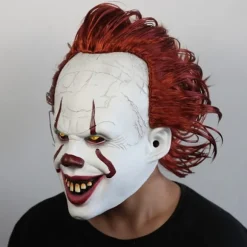 Halloween Gyserklovn Pennywise IT Fuld Maske Ond Røde Øjne Horror Cosplay Kostume LED Latex Lysende Maske med Lys eller uden Lys (FMY) buck teeth not glowing | Fyndiq