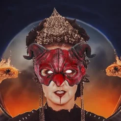 Halloween Halv Ansigt Scary Dyremaske, Karneval Dæmon Maske Fårehorn Spøgelse Djævel Grimace, Påske Horr