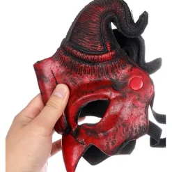 Halloween Halv Ansigt Scary Dyremaske, Karneval Dæmon Maske Fårehorn Spøgelse Djævel Grimace, Påske Horr