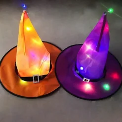 Halloween hat heksehat glødende garn Halloween heksekostume tilbehør egnet til Halloween festgaver mode fest rollespil lilla