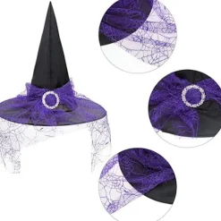 Halloween Heks Hat til Kvinder Spirallace Halloween Kostume Tilbehør til Fest
