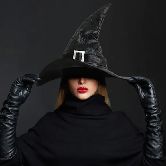 Halloween Heks Hat Troldmand Mænd Kvinder Sort Kostume Cosplay Party Pige