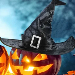 Halloween Heks Hat Troldmand Mænd Kvinder Sort Kostume Cosplay Party Pige