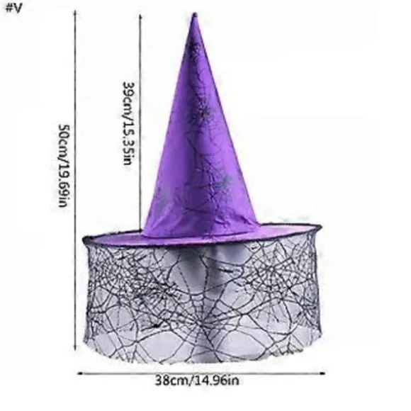 Halloween Heks Troldmand Hat Fest Kostume Hovedbeklædning Djævlehue Cosplay Rekvisitter Dekoration Tilbehør til Voksne Kvinder Mænd Ødelagt Heksehat Gre Broken Witch Hat Gre | Fyndiq