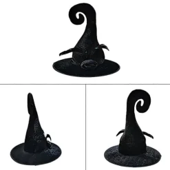 Halloween Heksehat Cosplay Troldmandshat Heksehat Kvinder Mænd Unisex Hekse Cosplay Kostumehat Festhue Festival Hovedbeklædning Black